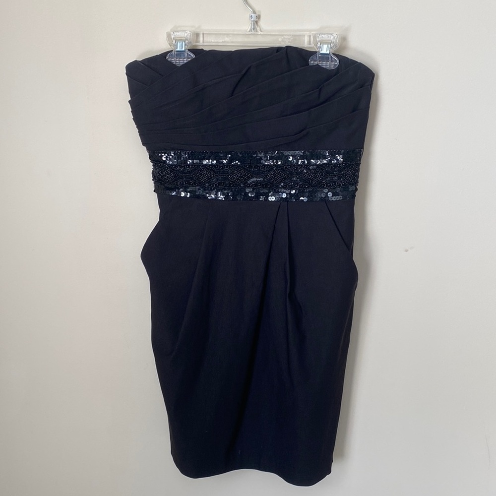 Strapless black sequence dress size 5